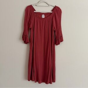 Naif Rust Red Boho Peasant Dress XL 3/4 Bell Sleeve
